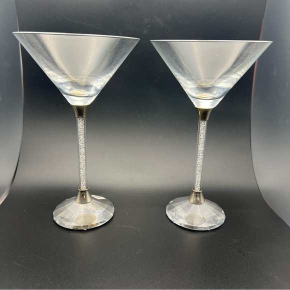 Ships Dec 4 Czech Martini Glasses with Crystal-Filled Stems - Picture 2 of 16
